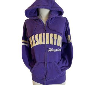 Youth Purple Washington Huskies Applique Arch & Logo Full-Zip Hoodie, Size Small